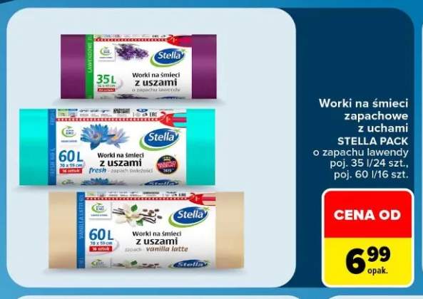 Worki na śmieci z uszami Stella Pack 24-pak o zapachu lawendy 35 l +2 warianty