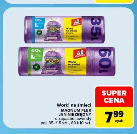 Worki na śmieci z taśmą Jan Niezbędny Magnum Flex 15-pak o zapachu lawendowym 35 l +1 wariant
