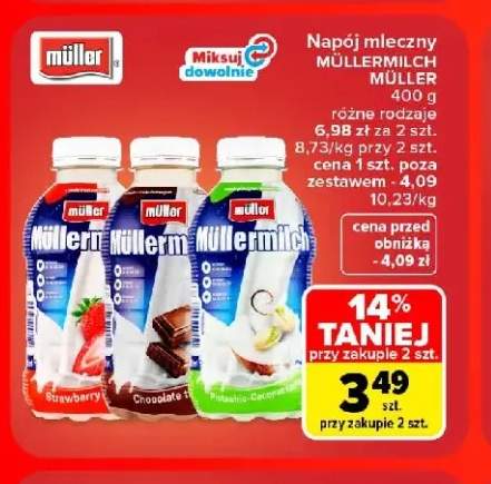 Napój mleczny Müllermilch czekoladowy +2 warianty