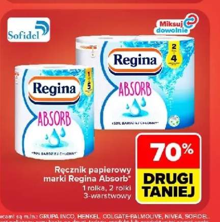 Ręcznik papierowy 3-warstwowy Regina Absorb 1 rolka +1 wariant