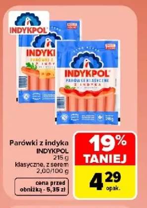 Parówki z indyka klasyczne Indykpol +1 wariant