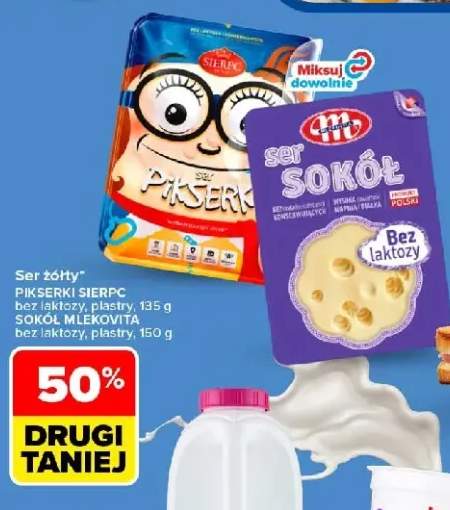 Ser żółty w plastrach bez laktozy Sokół Mlekovita +1 wariant