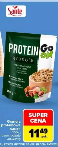 Granola proteinowa z orzechami laskowymi migdałami i czekoladą Sante Go On