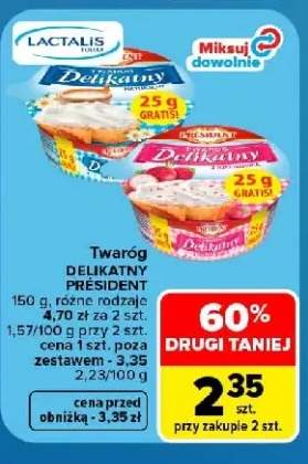 Twaróg Delikatny Président z rzodkiewką +2 warianty
