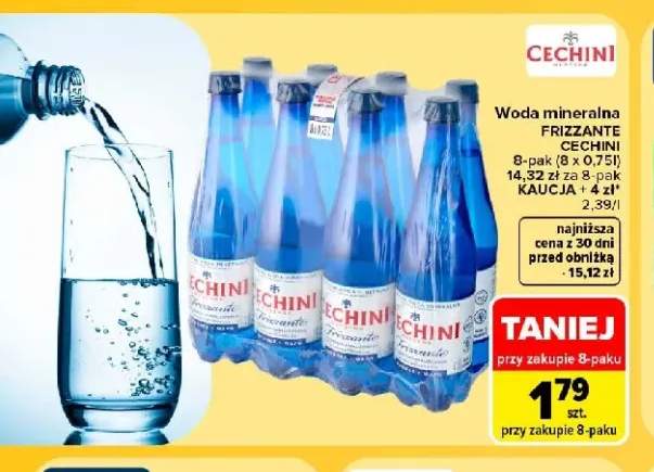 Woda mineralna gazowana Cechini Frizzante 8-pak 750 ml