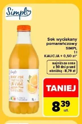 Sok wyciskany pomarańczowy Simpl