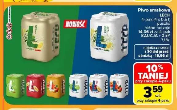 Piwo smakowe Lech 4-pak 500 ml
