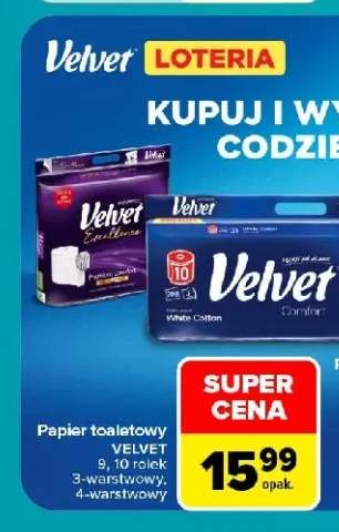 Papier toaletowy 4-warstwowy Velvet 9-pak +1 wariant