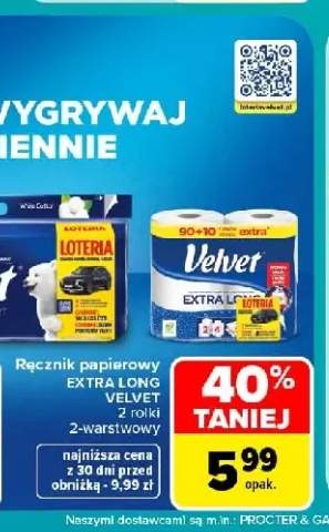 Ręcznik papierowy 2-warstwowy Velvet Extra Long 2-pak