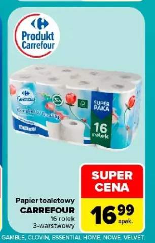 Papier toaletowy 3-warstwowy Carrefour 16-pak