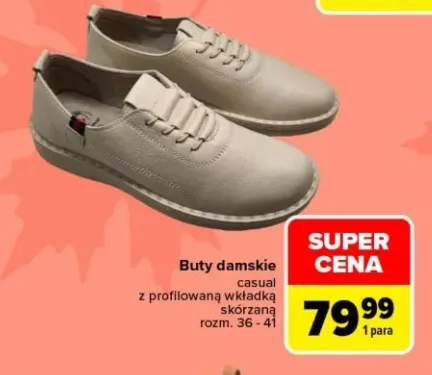 Buty damskie casual z profilowaną wkładką skórzaną