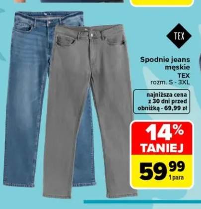 Spodnie jeans męskie TEX