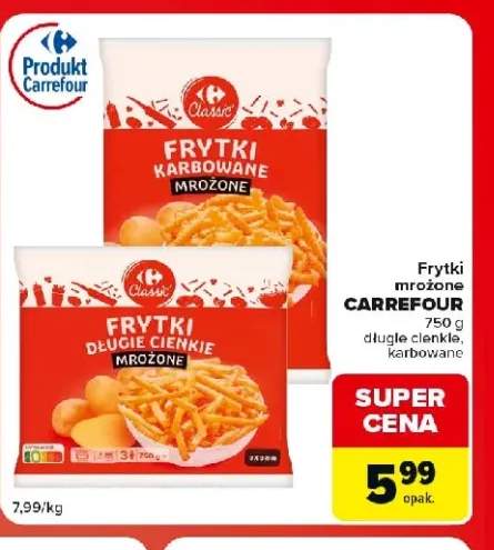 Frytki mrożone karbowane Carrefour +1 wariant