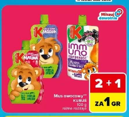 Mus owocowy Kubuś Immuno gruszka czarny bez +2 warianty