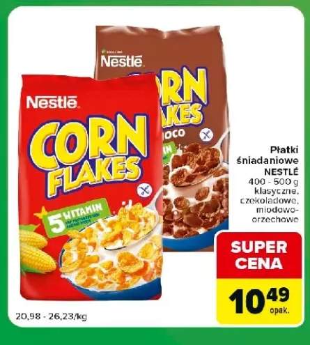 Płatki śniadaniowe Nestlé miodowo-orzechowe +2 warianty