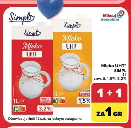 Mleko UHT Simply 1,5% +1 wariant