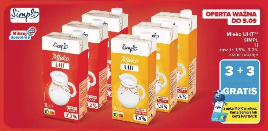 Mleko UHT Simpl 1,5% +1 wariant