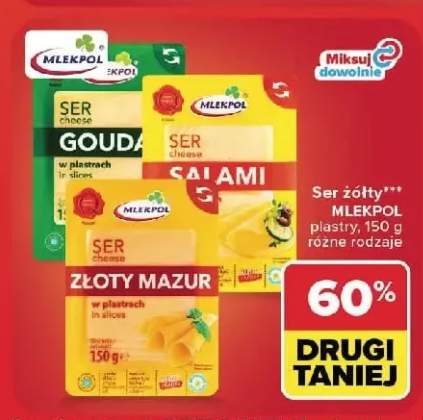 Ser gouda w plastrach Mlekpol +2 warianty