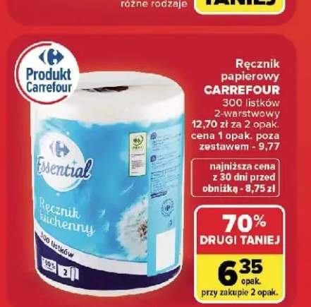 Ręcznik papierowy Carrefour 300 listków 2-warstwowy