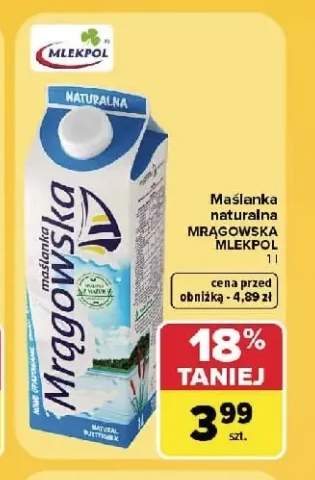 Maślanka naturalna Mrągowska Mlekpol