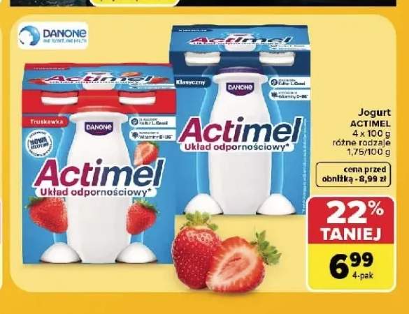 Jogurt Actimel truskawka 4-pak +1 wariant