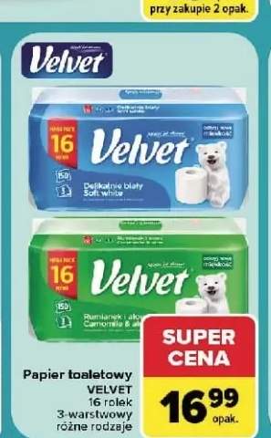 Papier toaletowy Velvet Delikatnie biały 16-pak +1 wariant