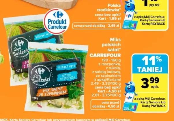 Miks sałat z roszponką Carrefour +2 warianty