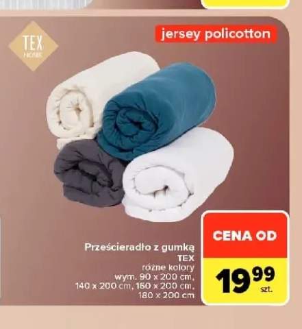 Prześcieradło z gumką Tex 90x200 cm +3 warianty