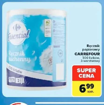 Ręcznik papierowy Carrefour 300 listków 2-warstwowy