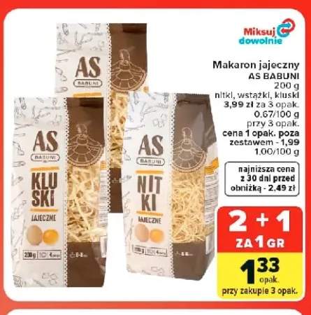 Makaron jajeczny As Babuni nitki +2 warianty