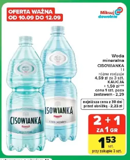 Woda mineralna gazowana Cisowianka lekko +1 wariant