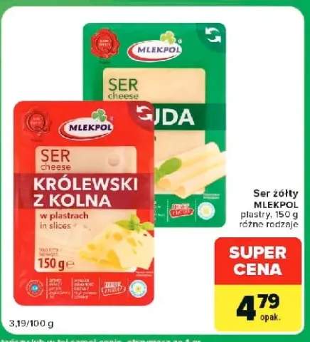 Ser żółty gouda w plastrach Mlekpol +1 wariant