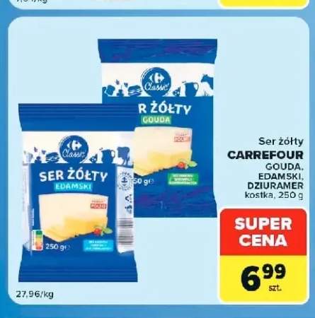 Ser żółty gouda w kostce Carrefour +2 warianty