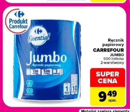 Ręcznik papierowy Carrefour Jumbo 500 listków 2-warstwowy