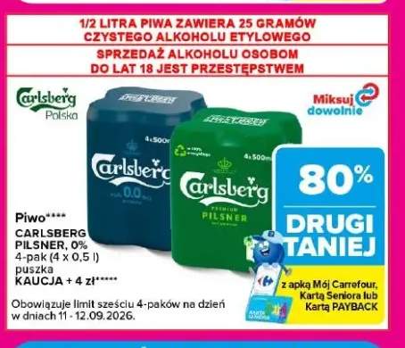Piwo bezalkoholowe Carlsberg 4-pak +1 wariant