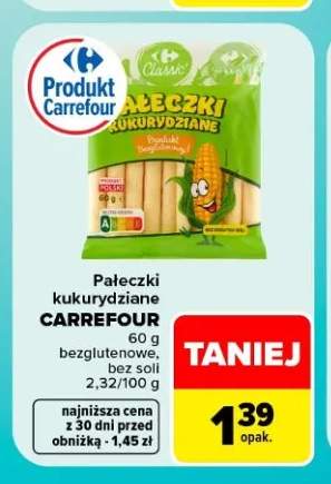 Pałeczki kukurydziane bezglutenowe bez soli Carrefour