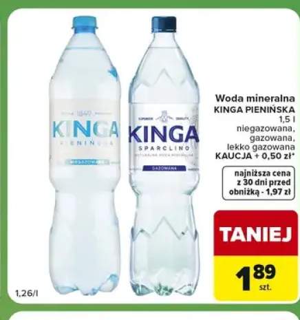Woda mineralna niegazowana Kinga Pienińska +2 warianty