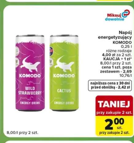 Napój energetyzujący Komodo Wild Strawberry +1 wariant