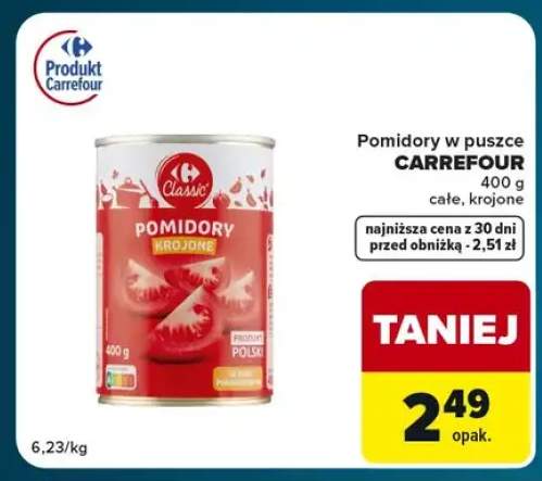 Pomidory w puszce całe Carrefour +1 wariant