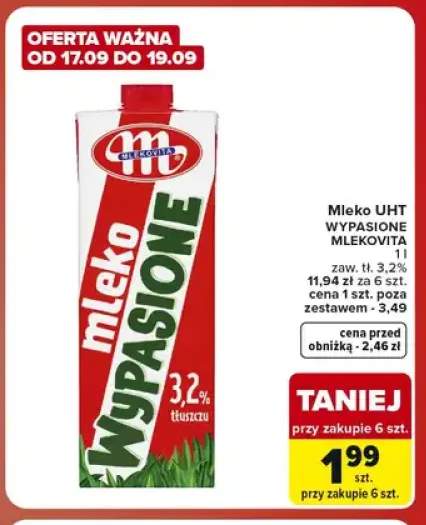 Mleko UHT Wypasione Mlekovita 3,2%