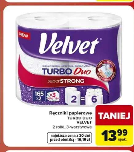 Ręczniki papierowe Turbo Duo Velvet 2 rolki 3-warstwowe