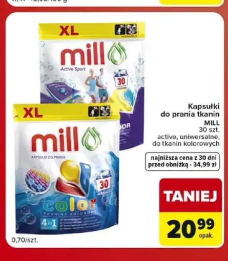 Kapsułki do prania tkanin Mill active +2 warianty