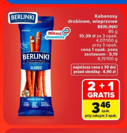Kabanosy drobiowe Berlinki +1 wariant