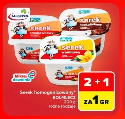 Serek homogenizowany truskawkowy Rolmlecz +2 warianty