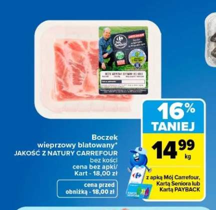 Boczek wieprzowy blatowany bez kości Jakość z Natury Carrefour