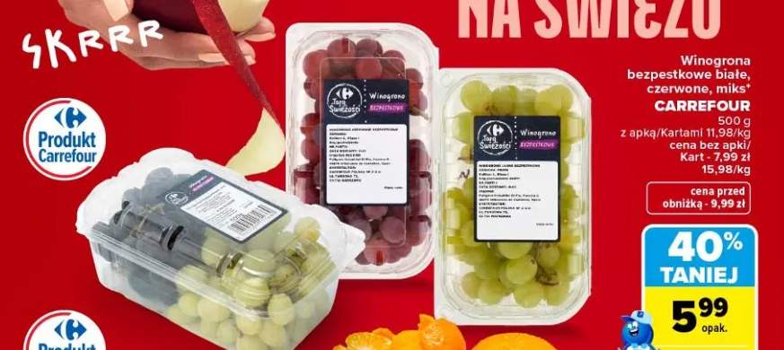 Winogrona bezpestkowe białe Carrefour +2 warianty