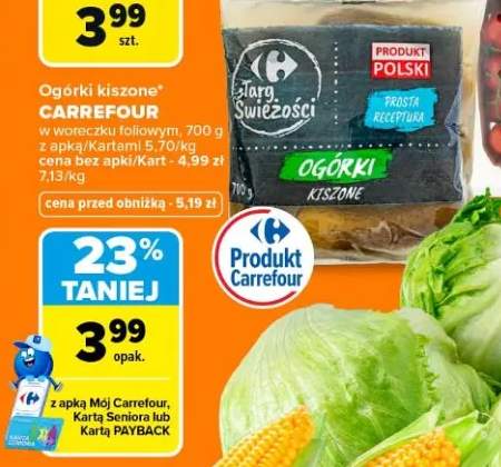 Ogórki kiszone Carrefour w woreczku foliowym
