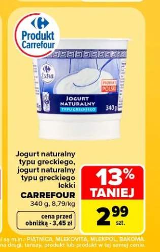 Jogurt naturalny typu greckiego Carrefour +1 wariant
