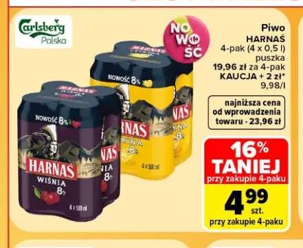 Piwo Harnaś Wiśnia 8% 4-pak +1 wariant