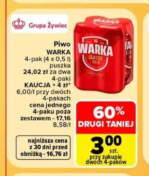 Piwo Warka Classic 4-pak